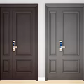 Modern Dark Swing Doors With Panel Design And Metallic Door Handles 3d model
