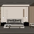 Modern Minimalist Bedroom With Wooden Elements King Bed Nightstands Pendant Lights Rug And Accent Chair