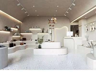 Contemporary Clothing Store Interior With Open Display Racks Clothing Collections Accessories And Bright Lighting 3d model