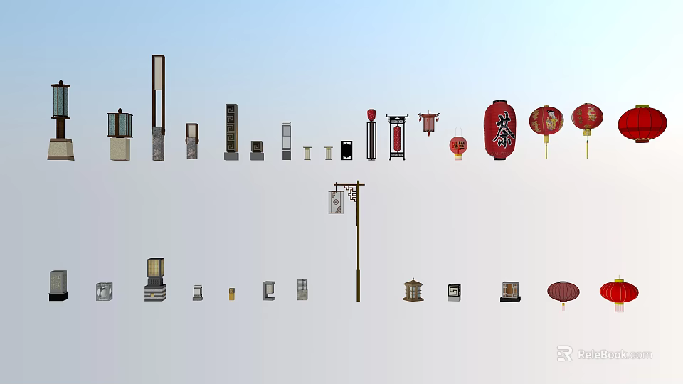 Various Outdoor Lights With Traditional And Modern Designs For Garden And Street Use 3d model 