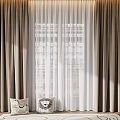 Elegant Beige Curtains With White Sheer Panels And Natural Light Through Window