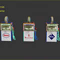 Vintage Fuel Dispenser Models Featuring Esso Benzina And Agip Logos On