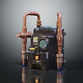 Industrial Black Metallic Electronic Appliance With Copper Pipes And Pressure Gauge