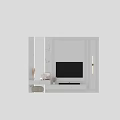 Elegant Modern TV Wall Interior Design with Marble Panels White TV Stand and Decorative Lamps