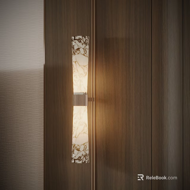 Illuminated Wall Lamp With Patterned Design On Wooden Surface Emitting Soft Light 3d model