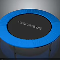 Blue Round Trampoline with Black Jumping Surface and Metal Frame Support 3d model