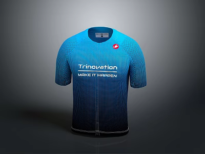 Blue Tribaviation Cycling Jersey Featuring Make It Happen Slogan And Red Logo 3d model