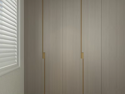 Sleek Modern Wardrobe Doors With Light Wooden Surface And Gold Handle Design 3d model