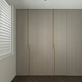 Sleek Modern Wardrobe Doors With Light Wooden Surface And Gold Handle Design