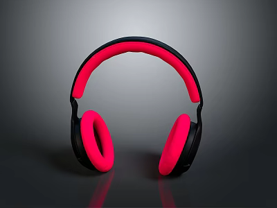 Wireless Over Ear Headphones With Black Frame And Pink Comfortable Ear Cushions 3d model
