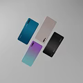 Modern Smartphones With Gradient Color Back And Light Body On Geometric Green Background