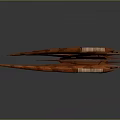 Futuristic Red Spaceship with Sharp Wings in Cosmic Aerospace Design Concept
