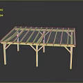 Wooden Pergola With Slatted Roof And Light Colored Support Legs Outdoor Structure Design