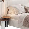 Modern Comfortable Double Bed Interior With Upholstered Headboard Plush Pillows And Cozy Bedding
