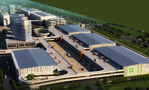 Modern Plant Logistics Park Concept 3d model