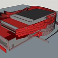 Contemporary Museum Building With Red And Gray Geometric Facade Design