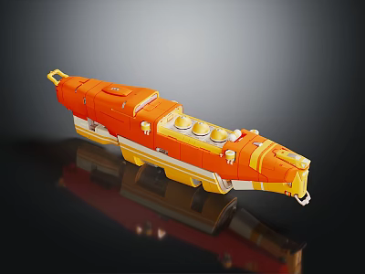 Orange And Yellow Mechanical Device With Detailed Circular Components And Connecting Parts Design 3d model