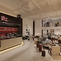 Modern Teahouse Interior Design With Bar Counter Tables Chairs And Green Plants