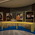 Ravenna Photo Check-in Spot with Four Yellow Framed Artworks Yellow Bench and Hay Decorations