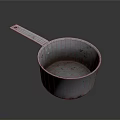 Vintage Metal Measuring Cup With Long Handle And Worn Surface For Kitchen Use