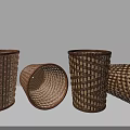 Woven Storage Baskets in Brown and Beige Various Sizes Standing and Tilted for Home Organization