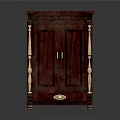 Vintage Style Red Entryway Cabinet And Side Cabinet With Gold Accents