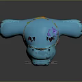 Blue Walrus Character With Purple Octopus Spots White Tusks Red Star And Fringe Skirt