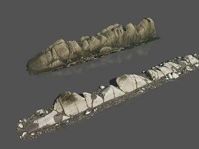 Stone Wood Decorative Pieces With Natural Texture And Long Rustic Design 3d model