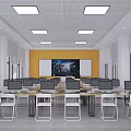 Modern Monitoring Room With Multiple Screens Control Desks Blue Lighting And Data Charts