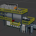 Industrial Processing Equipment With Multi Level Platforms Steel Frame And Yellow Railings