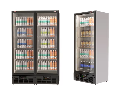 Commercial Glass Door Refrigerators Double Single Door Design for Beverage Storage with Bottled Drinks 3d model