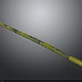 Fresh Green and Yellow Striped Single Sugarcane Stalk on Dark Background 3d model