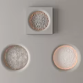 Modern Round Textured Wall Lamps Mounted On Gray Wall Design 3d model