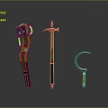 Fantasy Weapons Collection Featuring Hammer Sword And Sickle With Ornate Designs
