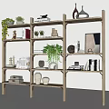 Modern Bookshelf Bookcase Display Rack Decorative Rack Storage Rack Decorative Ornaments Books Green Planting 3d model