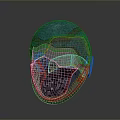 Teal Metallic Combat Helmet With Face Mask And Structured Protective Design