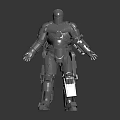 Iron Man Metallic Armor Figure Standing With Shiny Surface And Mechanical Details