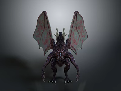 Mythical Dragon Game Movie Character With Large Wings Spiked Horns And Scaled Body 3d model