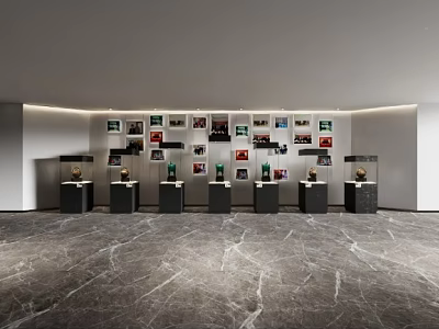 Modern Luxury Jewelry Showroom With Wall Displays Glass Cases And Marble Floor 3d model