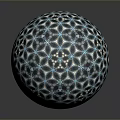 Decorative Sphere With Intricate Blue And White Geometric Pattern Design 3d model