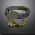 Decorative Gold And Silver Rings With Gemstone And Engraved Patterns