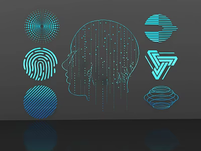 Modern wall decoration technology lines 3d model