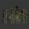 Lush Green Plants With Wooden Trunks Lush Foliage And Yellow Accents
