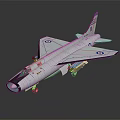 Silver Gray Military Fighter Jet With Wing Badges And Weapon Payloads On