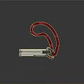 Retro Handheld Device With Green Text Display Gray And Red Buttons And Red Lanyard