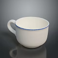 White Ceramic Cup With Blue Rim Essential Daily Use Household Item