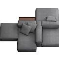Gray Sectional Sofa With Modular Design Comfortable Cushions And Footstool For Living Room