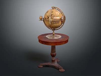 Elegant Vintage Globe Decorative Ornament Set With Wooden Stand For Home Decor 3d model