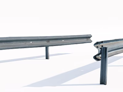 Durable Metal Road Guardrail System with Support Posts for Highway Safety and Protection 3d model