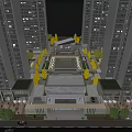 Aerial View Planning of High Rise Residential Complex With Central Open Space and Landscaped Greenery